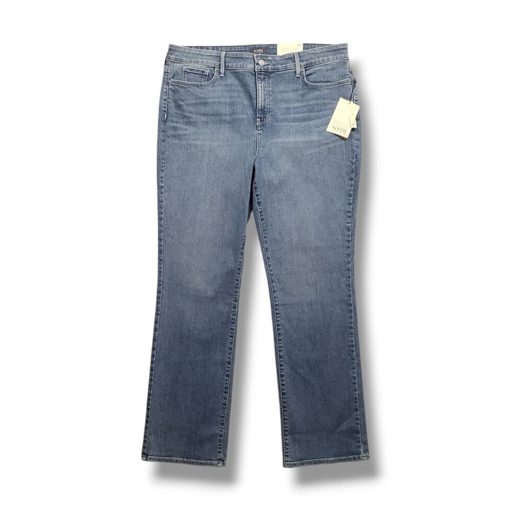 NYDJ Marilyn Straight Jeans Womens 18 Short Discolored High Rise Lift‎ Tuck